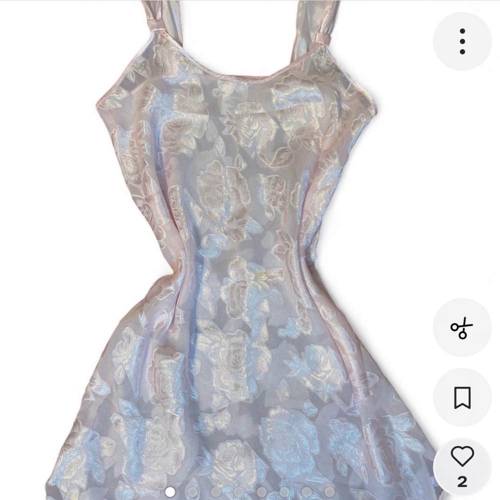 pink sheer lace slip dress with rose pattern (Secret Treasures)